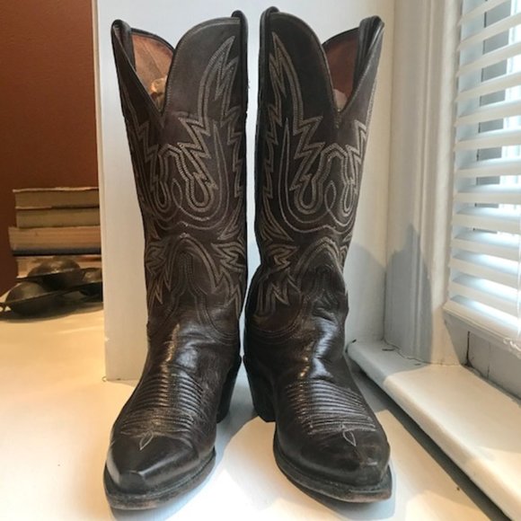 Lucchese Savannah chocolate brown cowboy boots size 5.5 - 6 - Picture 1 of 10